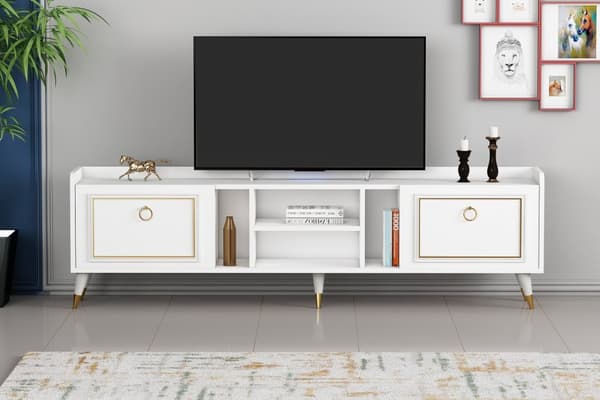 TV-stativ Rudy v2 - Hvit, Gull