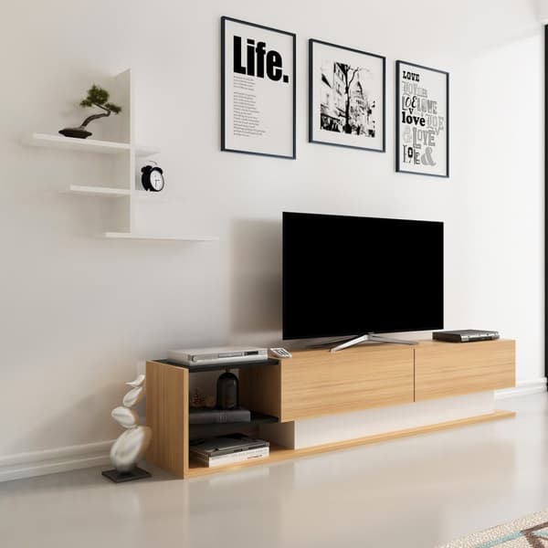 TV-enhet Liza - Teak, Hvit