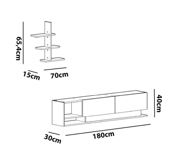 TV-enhet Liza - Teak, Hvit