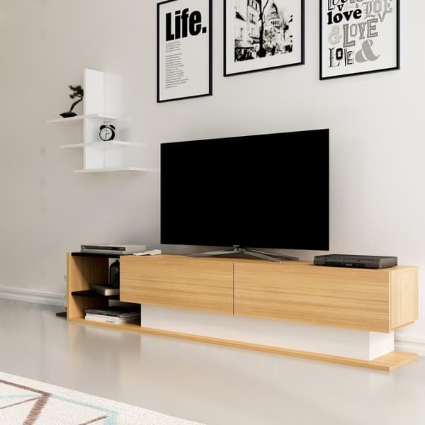 TV-enhet Liza - Teak, Hvit