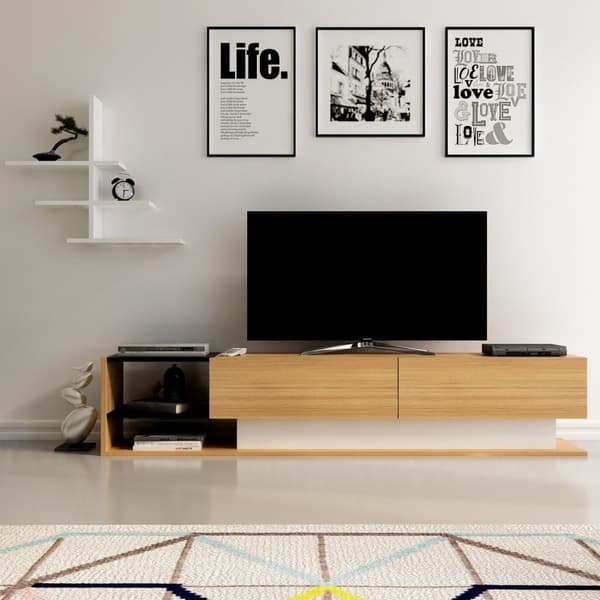 TV-enhet Liza - Teak, Hvit