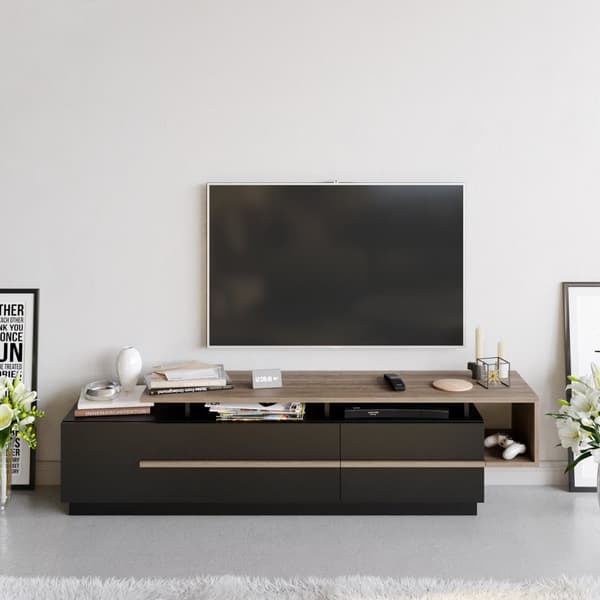 TV Stand Pia - Sort, Valnød