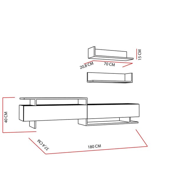 TV-enhet Ayaz - Teak, Vit