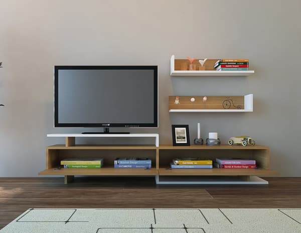 TV-enhet Ayaz - Teak, Hvit