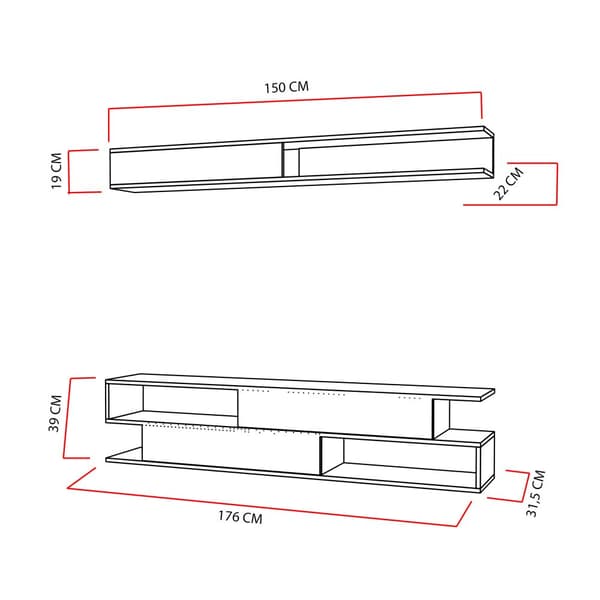 TV-enhet Sims - Teak, Hvit