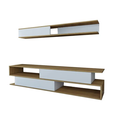 TV-enhet Sims - Teak, Hvit