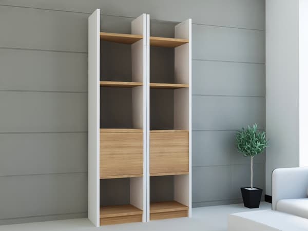 Bokhylle Esbi 102 - Hvit, Teak