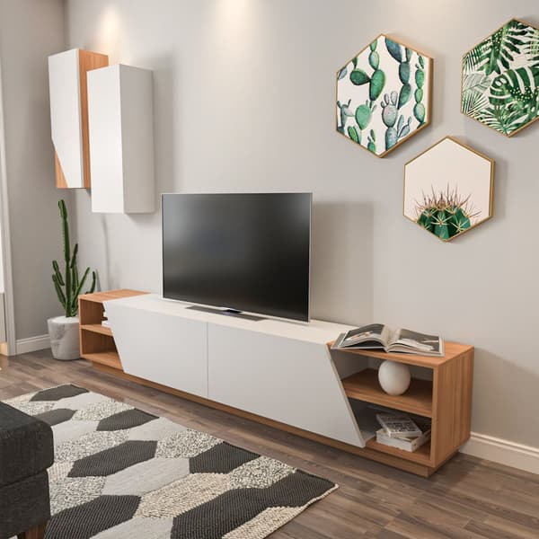 TV-enhet Zebra - Hvit, Teak