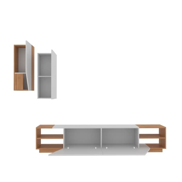 TV-enhet Zebra - Hvit, Teak