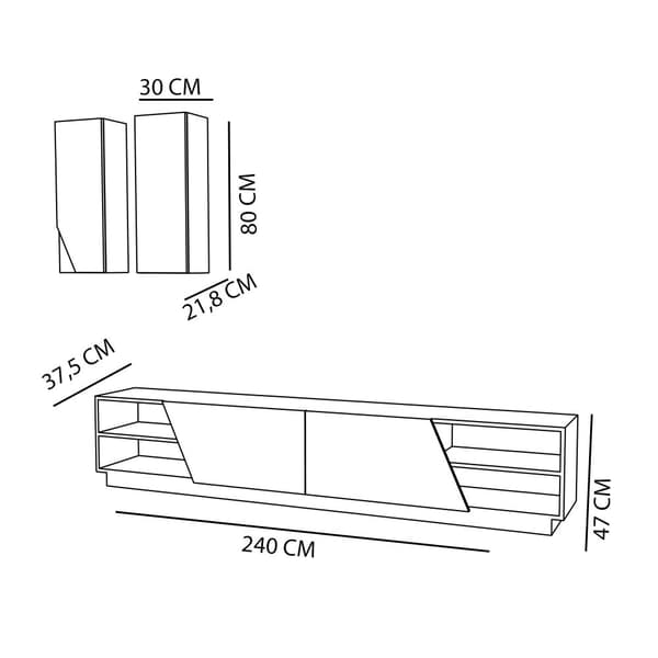 TV-enhet Zebra - Hvit, Teak