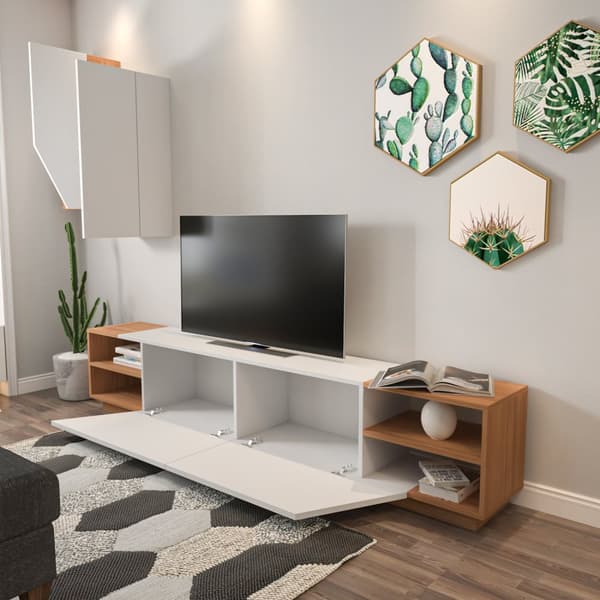 TV-enhet Zebra - Hvit, Teak
