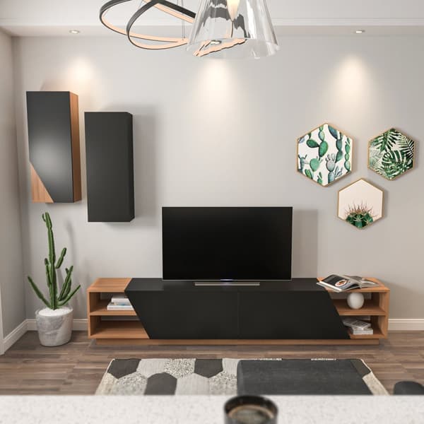 TV-enhet Zebra - Svart, Teak
