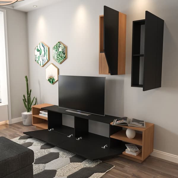 TV-enhet Zebra - Svart, Teak