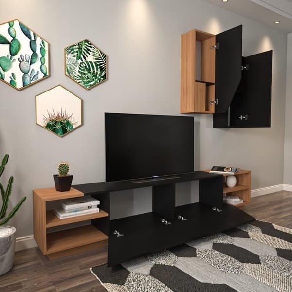 TV-enhet Zebra - Svart, Teak