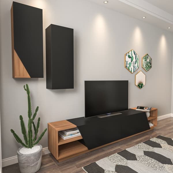 TV-enhet Zebra - Svart, Teak