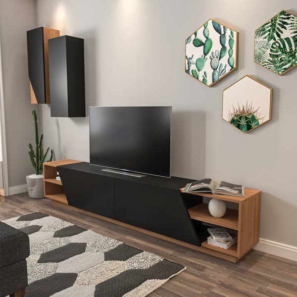 TV-enhet Zebra - Svart, Teak