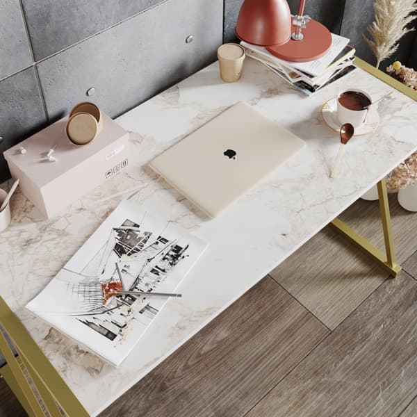Study Desk Anemon - Hvid, Guld