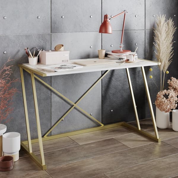 Study Desk Anemon - Hvid, Guld