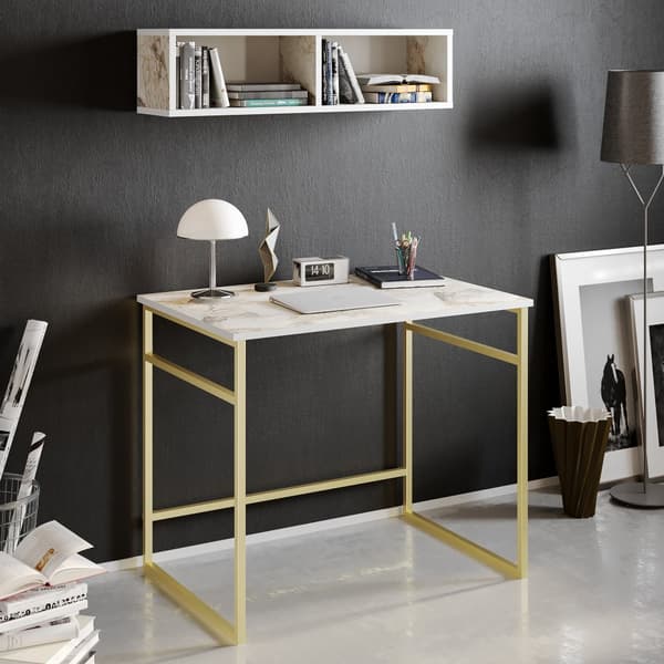 Arbetsbord Gama - Vit, Guld