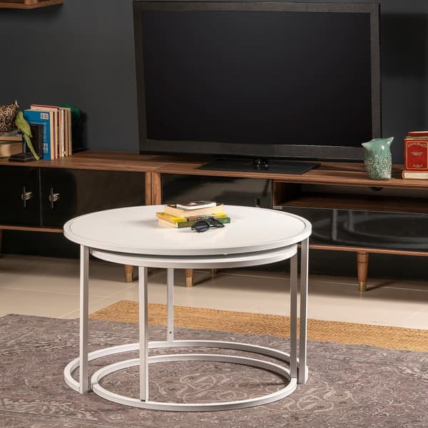 Redebord (2 stk.) Tambur - Hvid