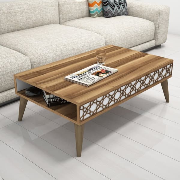 Coffee Table City - Valnøtt, Hvit