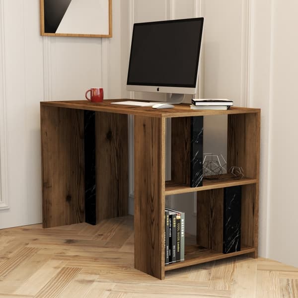 Study Desk Lima - Valnød, sort marmor