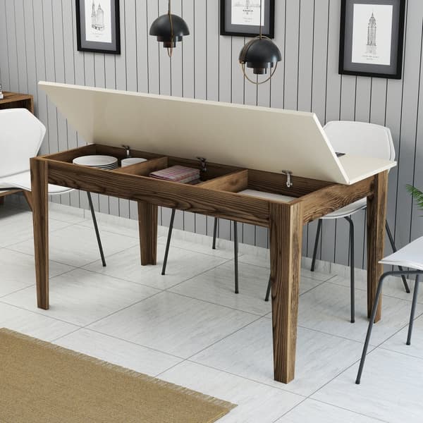 Spisebord Milan 517 - Valnød, Creme