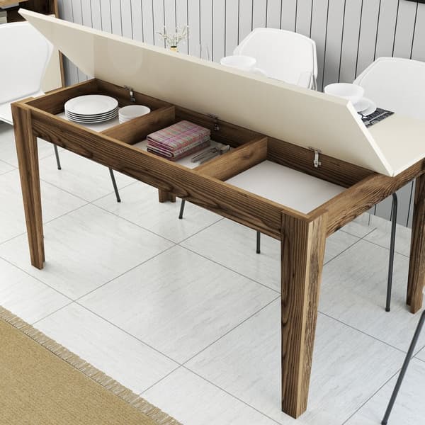 Spisebord Milan 517 - Valnød, Creme