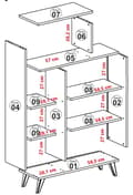 Miniatyrbilde 6 av 6: Bokhylleform - Valnøtt, Hvit