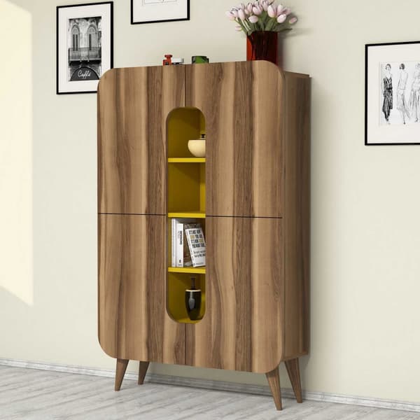 Multi Purpose Cabinet Mine - Valnöt, Gul