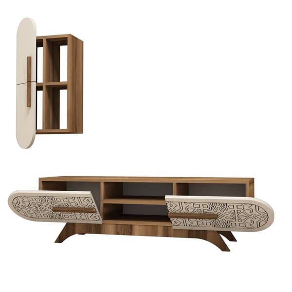 TV Unit Defne - Valnøtt, Krem