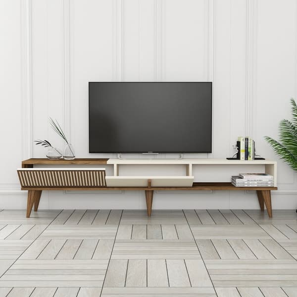 TV Stand Milan Alt - Valnød, Creme