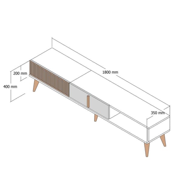 TV Stand Milan Alt - Valnød, Creme