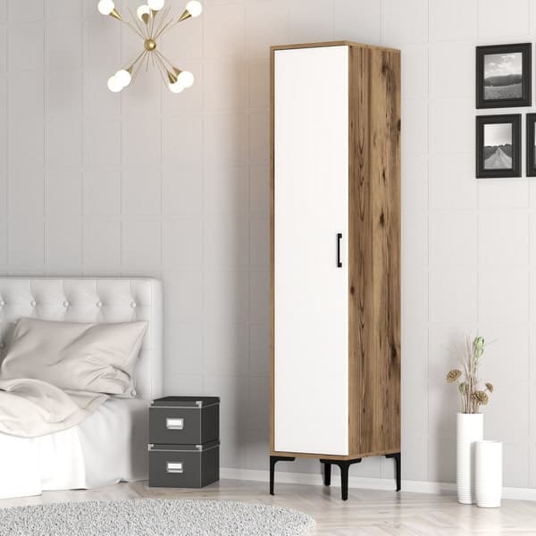 Garderobe Kumsal S - Valnøtt, Hvit