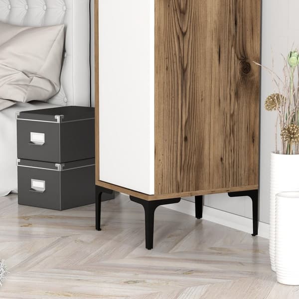 Garderobe Kumsal S - Valnøtt, Hvit