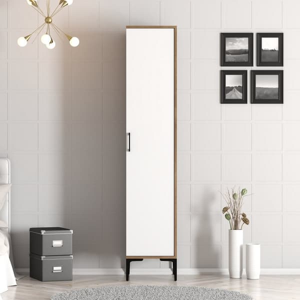 Garderobe Kumsal S - Valnøtt, Hvit