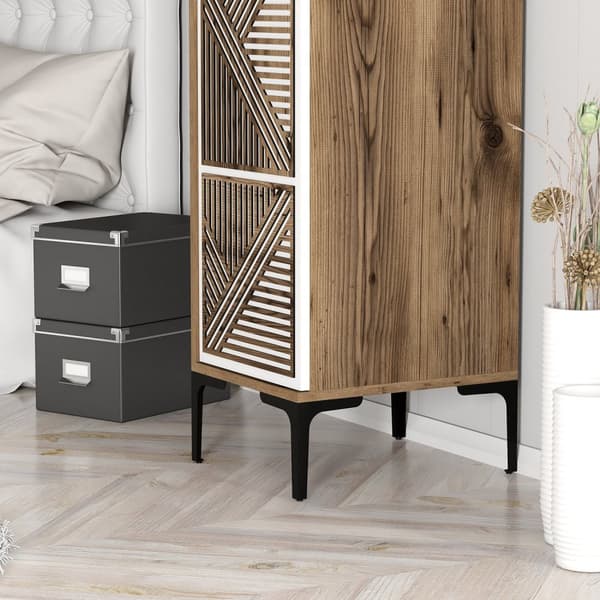 Garderobe Kumsal P - Valnøtt, Hvit