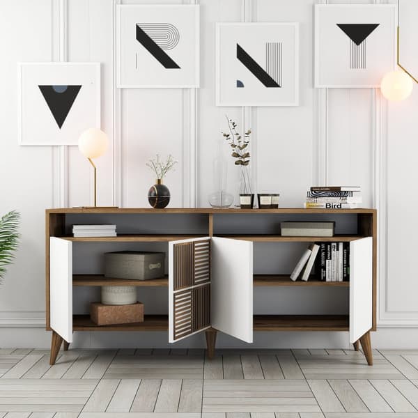 Konsol Milan 160 - Valnöt, Vit