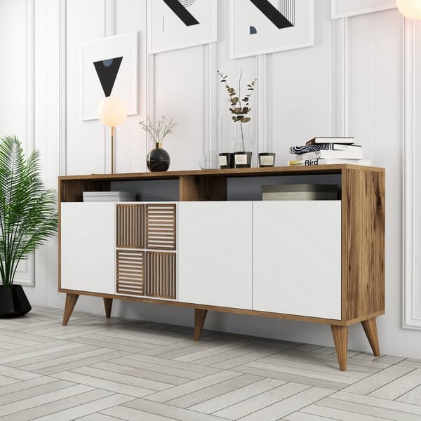 Konsol Milan 160 - Valnöt, Vit