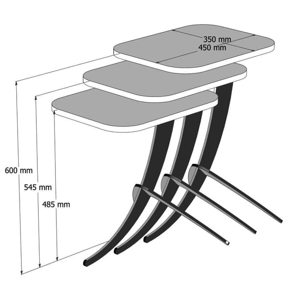 Hekkebord (3 stk) Pion - Hvit
