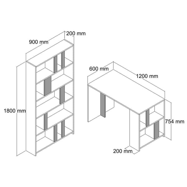 Studiebord & bogreol Lima - hvid marmor