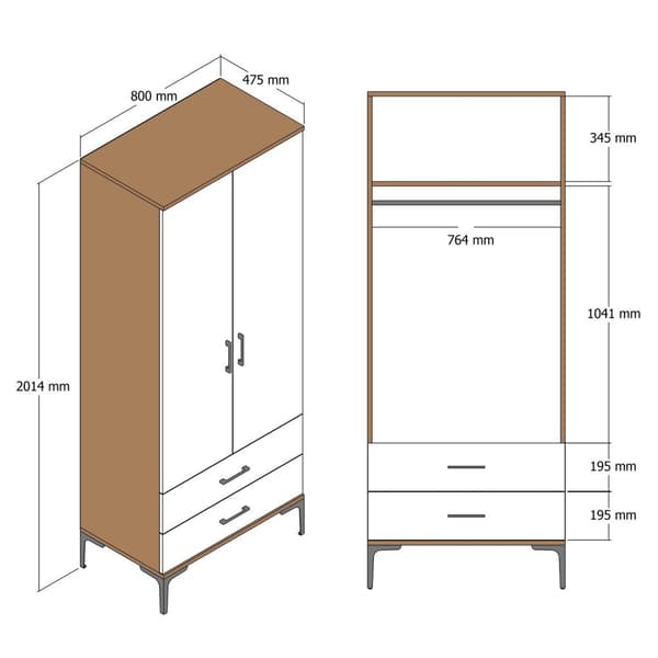 Garderobe Kumsal T - Valnød, antracit