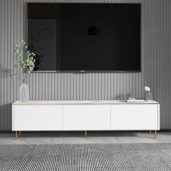 TV Stand Imaj - Marmor, Hvid