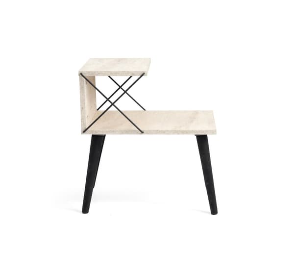 Nattbord Cross - Svart, travertin