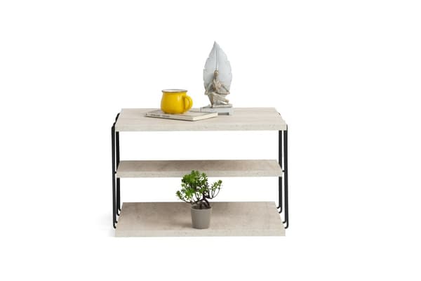 Sidobord Lifon - Svart, Travertin