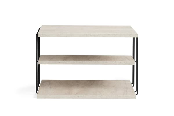 Sidobord Lifon - Svart, Travertin
