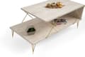 Miniatyrbild 5 av 6: Soffbord Loire - Guld, Travertin