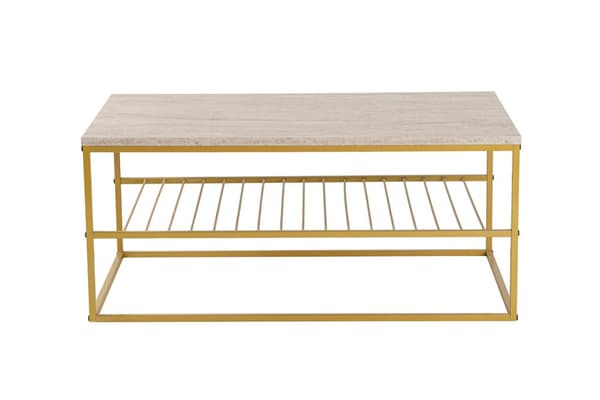 Soffbord Asude - Guld, Travertin