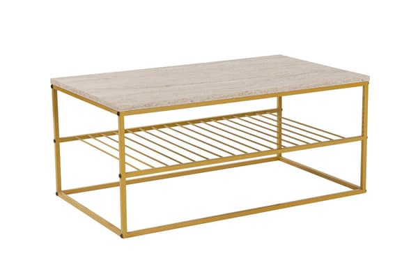 Soffbord Asude - Guld, Travertin