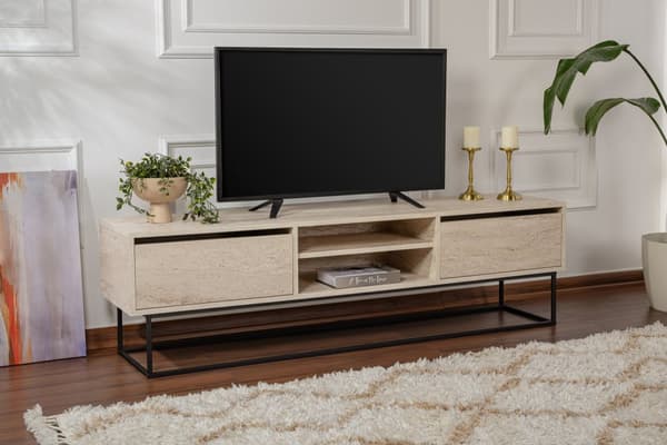 TV-stativ Escape 180 -Sort, travertin